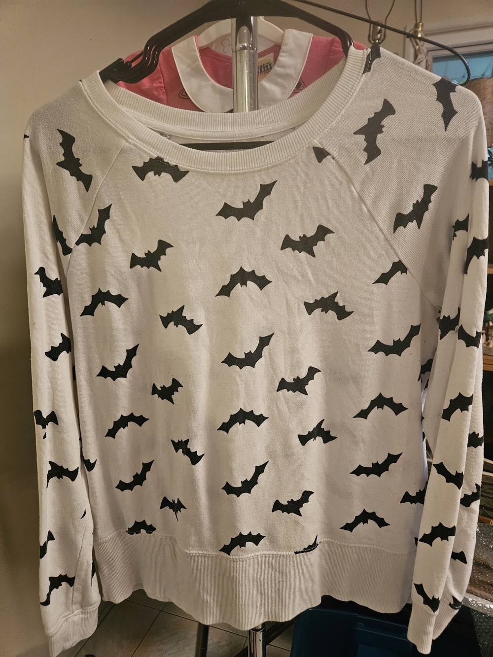 Womens Bat Print Halloween Sweatshirt Goth Punk